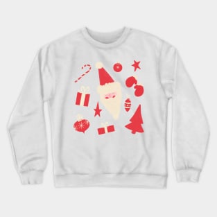 Red and White Retro Santa Pattern on Green Crewneck Sweatshirt